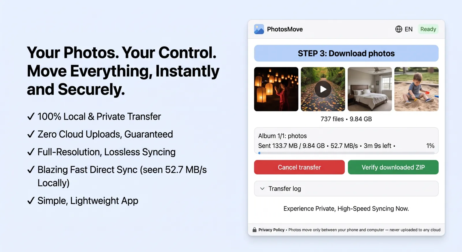Step 3 — download your entire library as one streaming ZIP