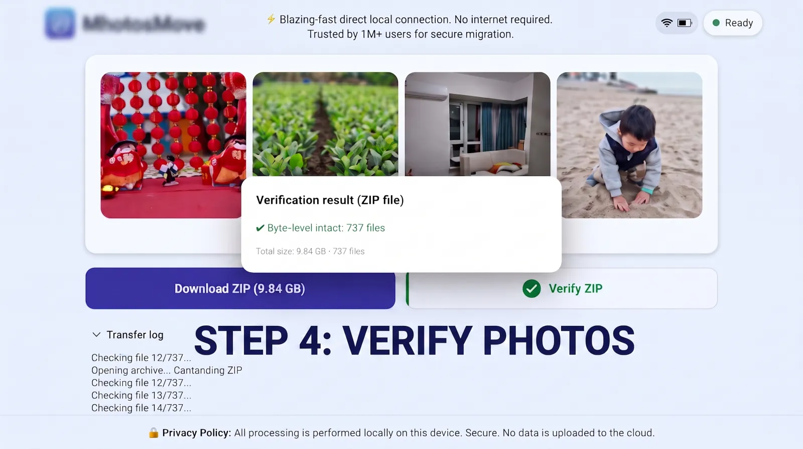 Step 4 — verify the downloaded ZIP is byte-perfect